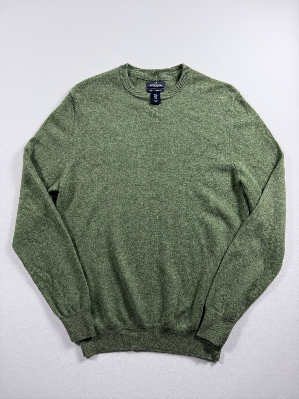 Daniel Hechter Paris 100% Cashmere Sweater Men L Sage Green 2 Ply Quiet Luxury